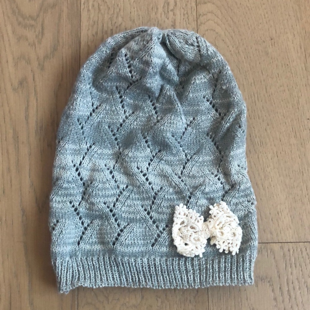 Gray Crocheted Beanie